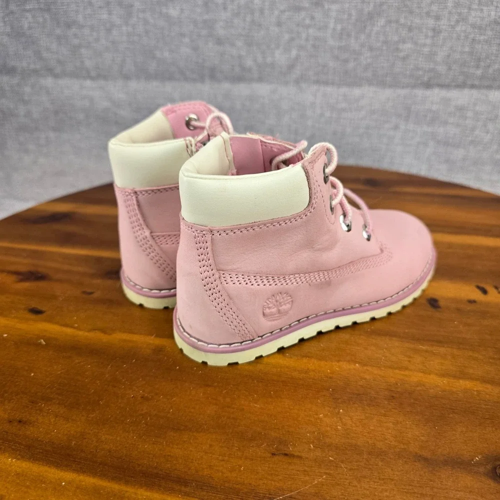 Timberland Toddler Pink Nubuck 6 Inch Side Zip Waterproof Boots TB1A27EGV20 Sz10
